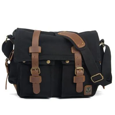 Men's Canvas and Leather Stylish Messenger Bag