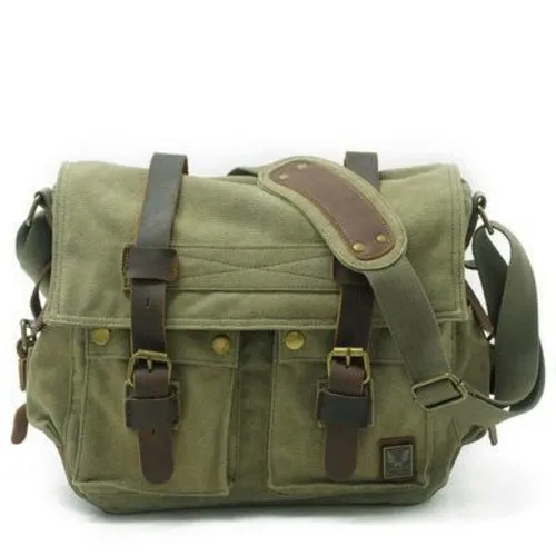 Men's Canvas and Leather Stylish Messenger Bag