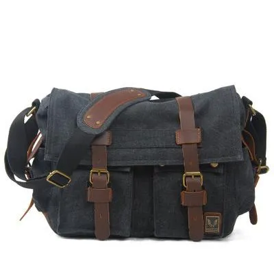 Men's Canvas and Leather Stylish Messenger Bag