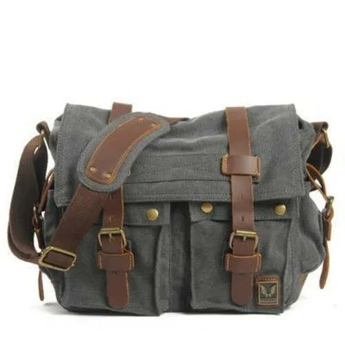 Men's Canvas and Leather Stylish Messenger Bag