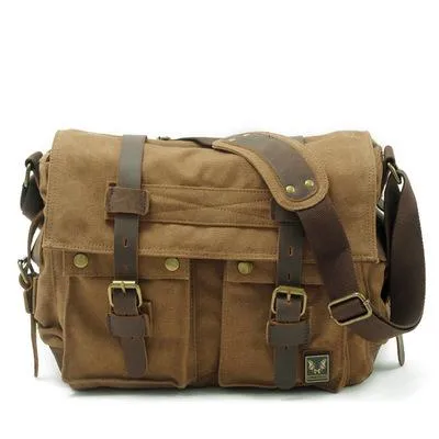 Men's Canvas and Leather Stylish Messenger Bag