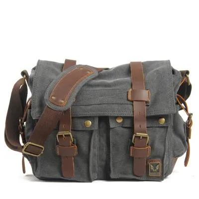 Men's Canvas and Leather Stylish Messenger Bag