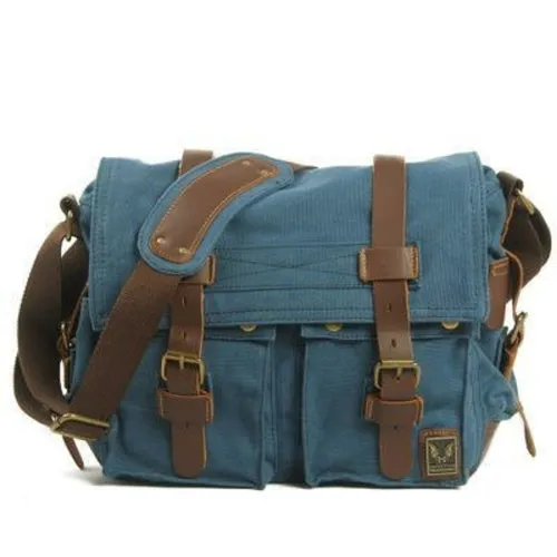 Men's Canvas and Leather Stylish Messenger Bag