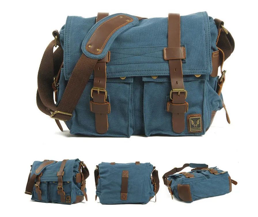 Men's Canvas and Leather Stylish Messenger Bag