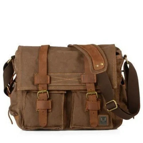 Men's Canvas and Leather Stylish Messenger Bag