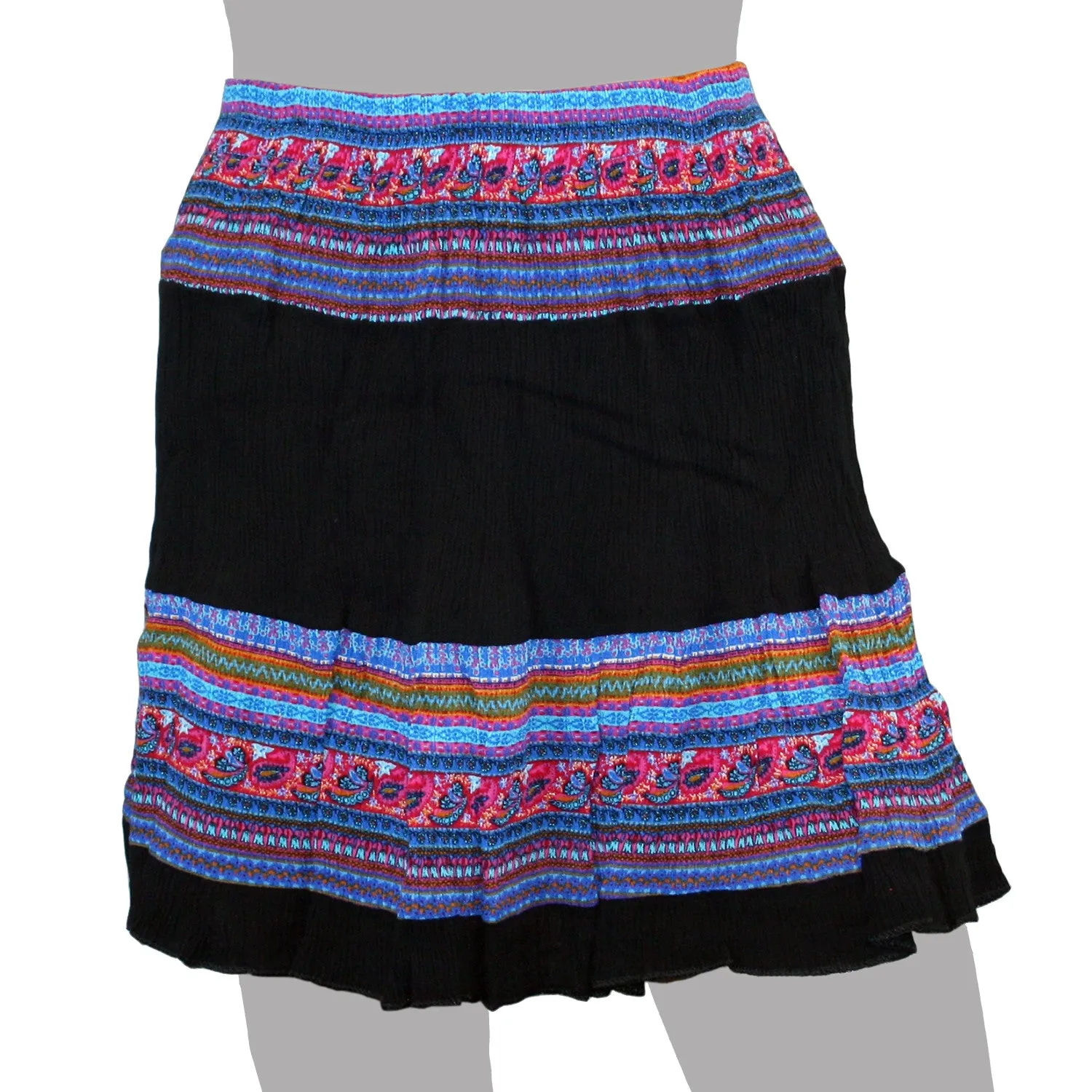 Mojeska Women's Multi Exotic Pattern Crinkle Mini Skirt Beach Summer Casual Wear