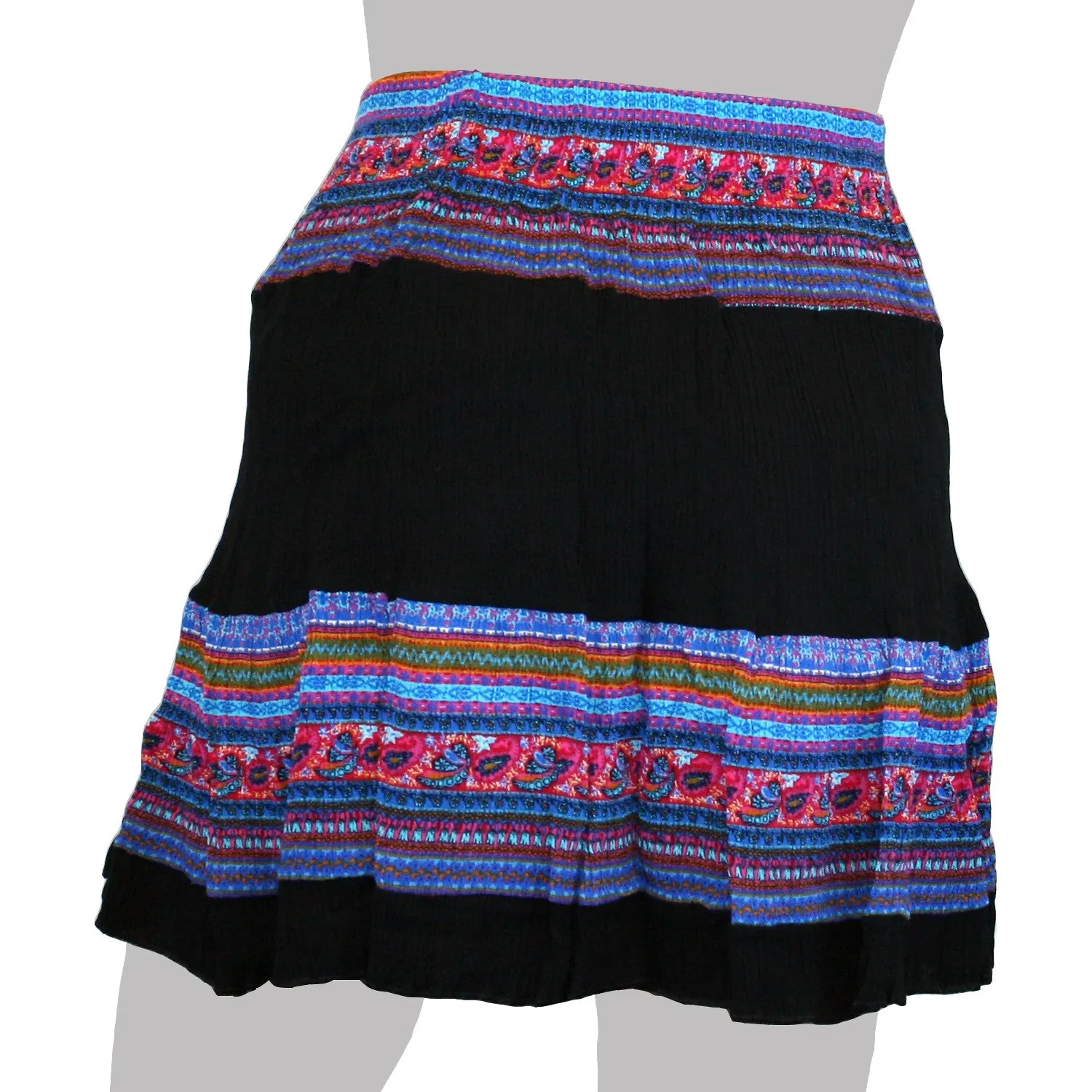 Mojeska Women's Multi Exotic Pattern Crinkle Mini Skirt Beach Summer Casual Wear