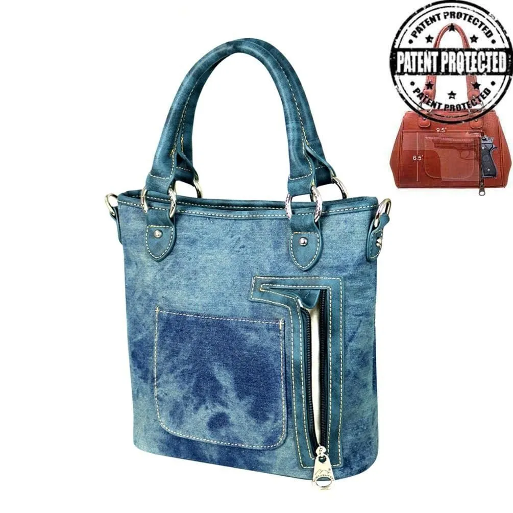 Montana West® Denim Concealed Handgun Purse /Crossbody Messenger Firearm Handbag Wallet Set