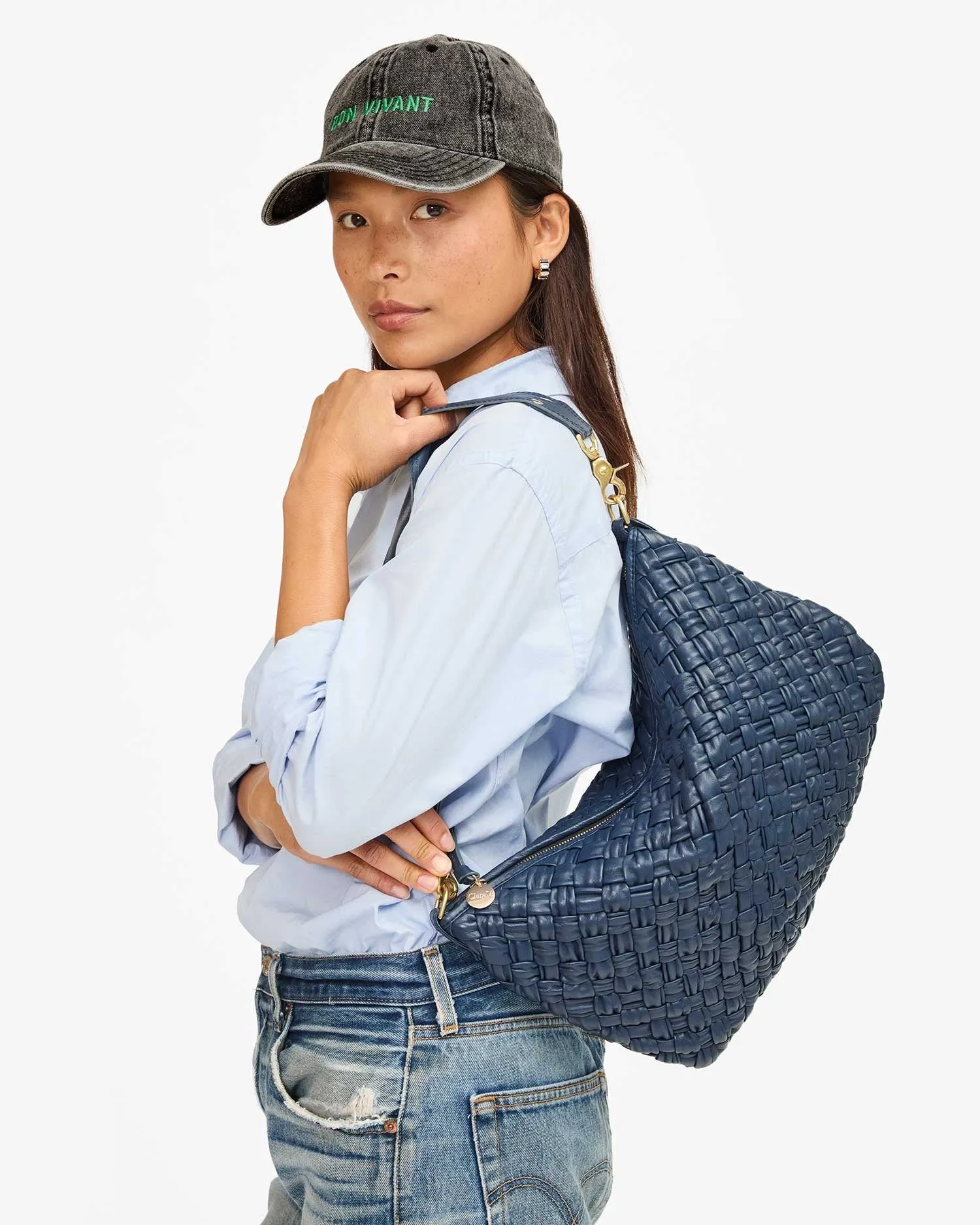 Moyen Messenger Bag - Navy Puffy Woven