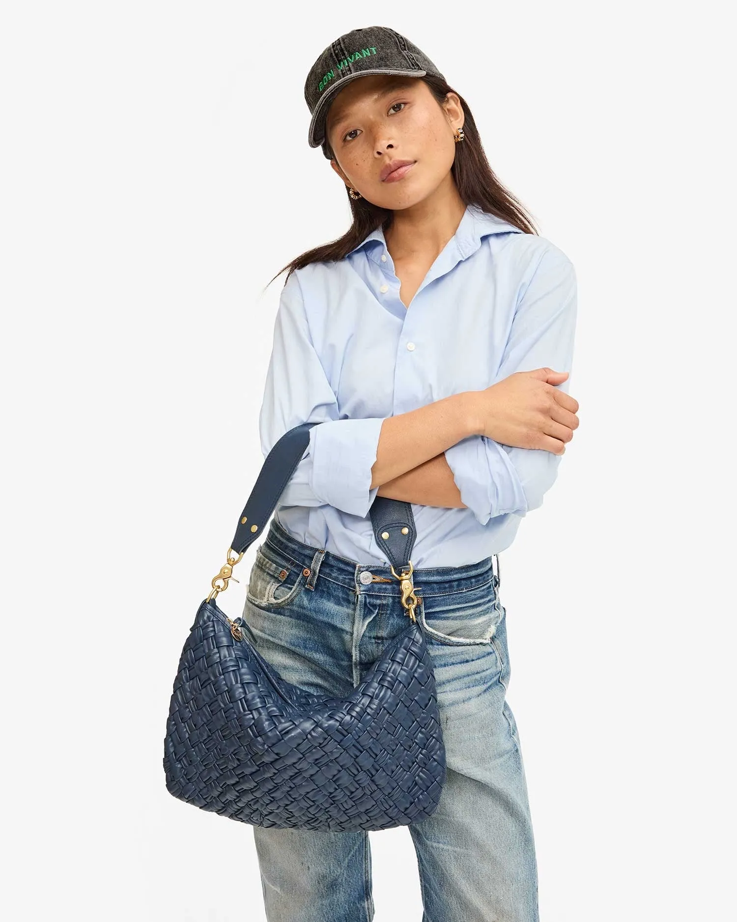 Moyen Messenger Bag - Navy Puffy Woven