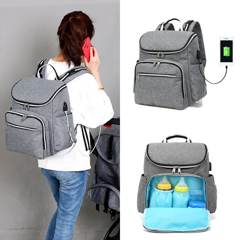 Multi-Functional Large-Capacity Waterproof Diaper Bag Backpack