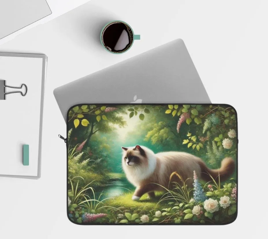 Nature Walk - Cat Lover- Ragdoll Cat - Laptop Sleeve