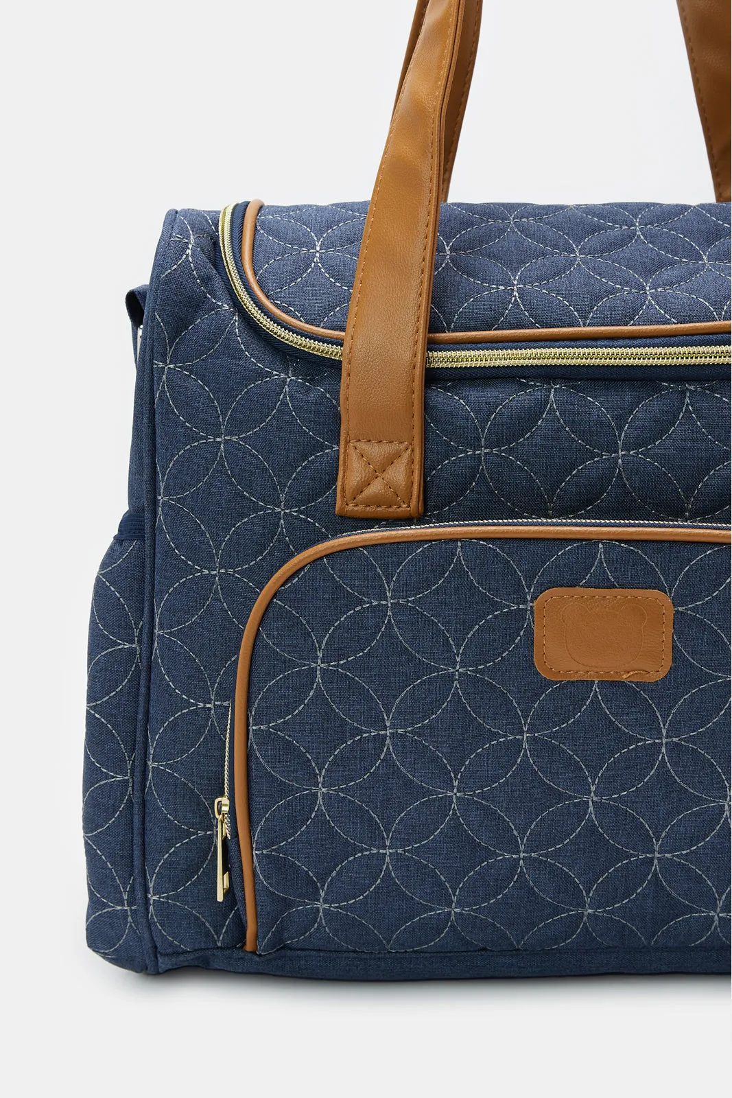 Navy Embellished Diaper Bag