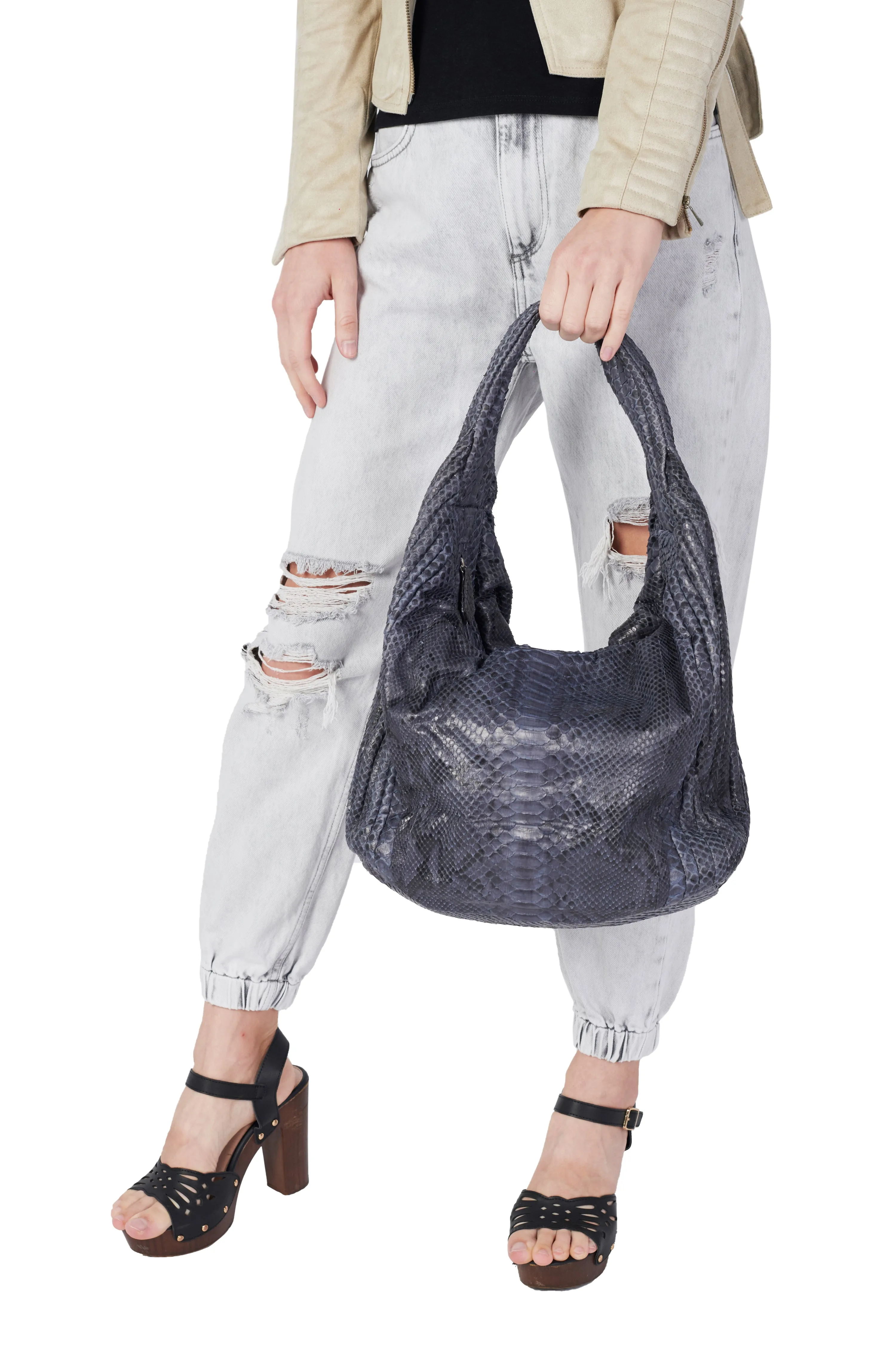 Paro Grey Motif Hobo bag