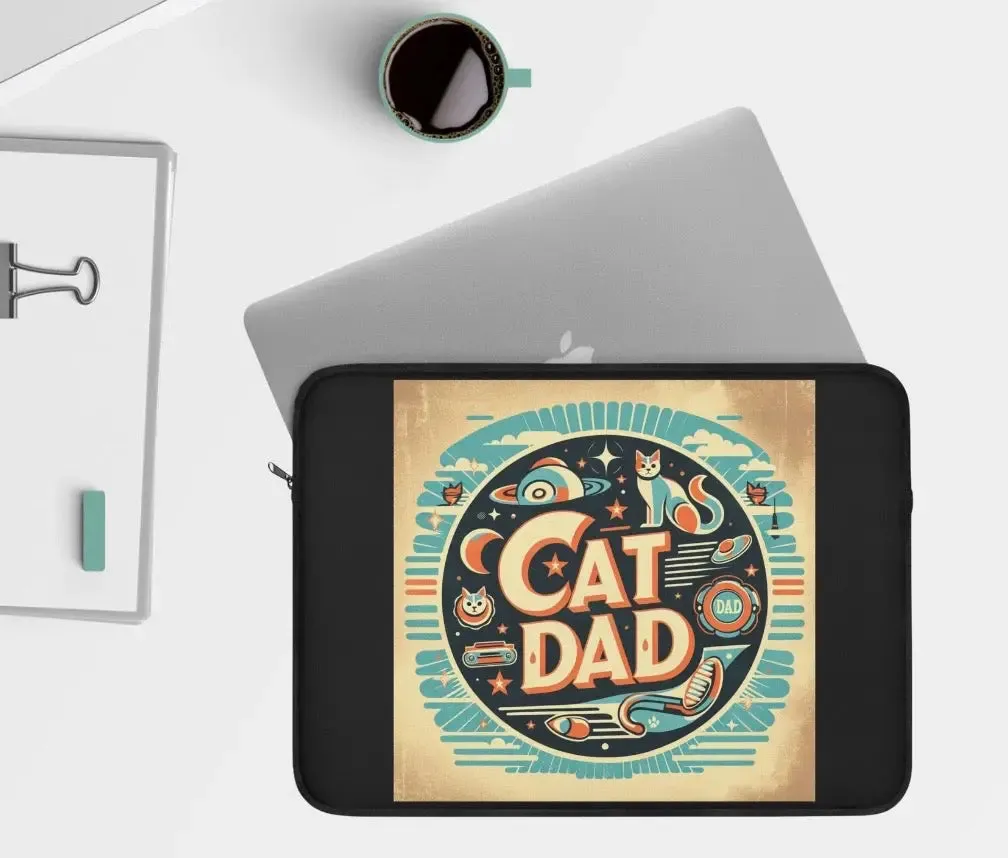 Retro Cat Dad - Laptop Sleeve