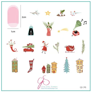 Retro Festive Fun (CjSC-93) Steel Nail Art Layered Stamping Plate