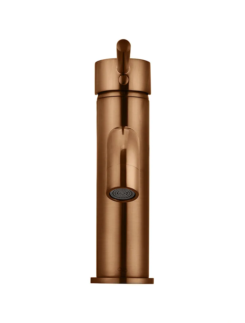 Round Basin Mixer Curved - Lustre Bronze