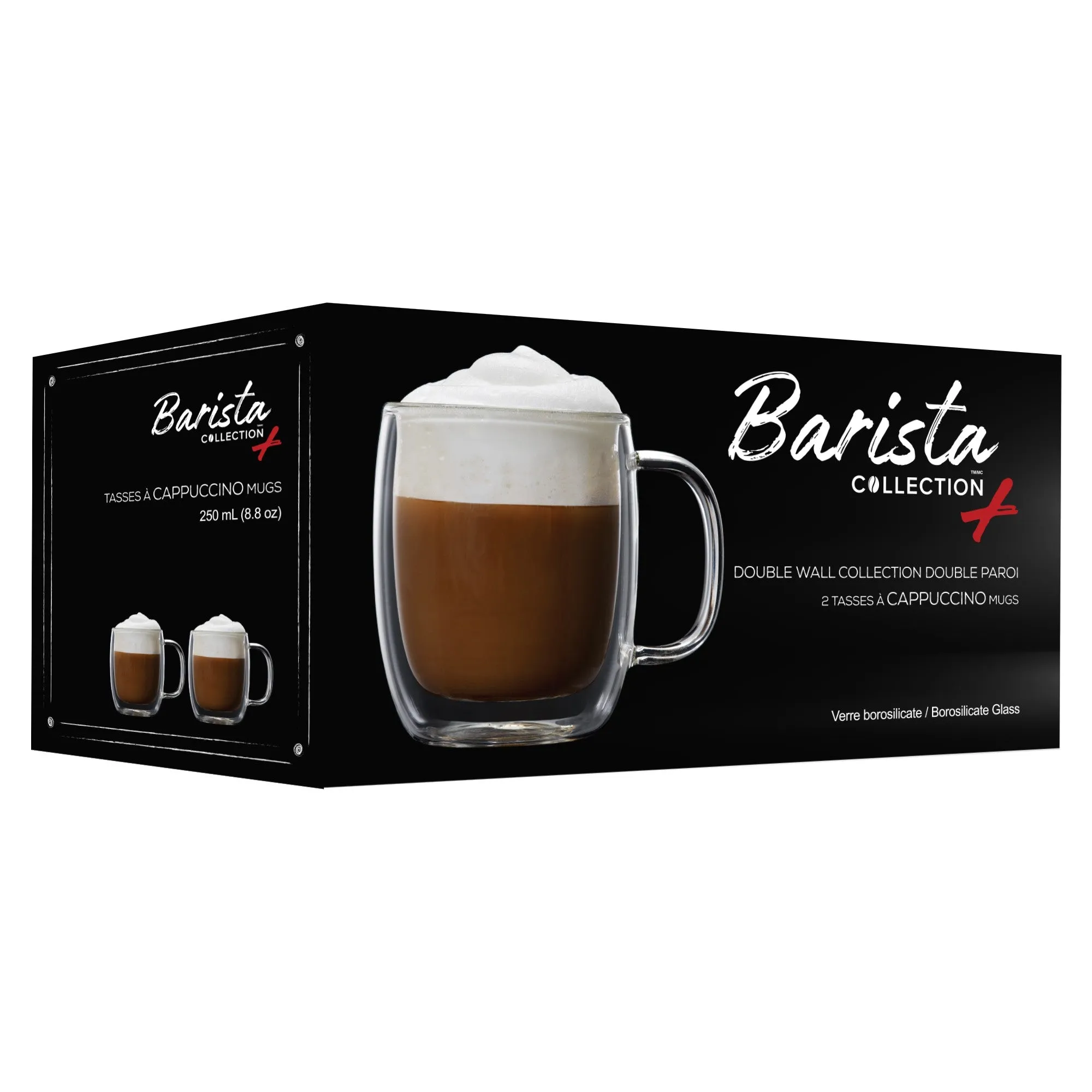 Safdie & Co. Cappuccino Glass Double Wall 4PC Set 250ML Barista