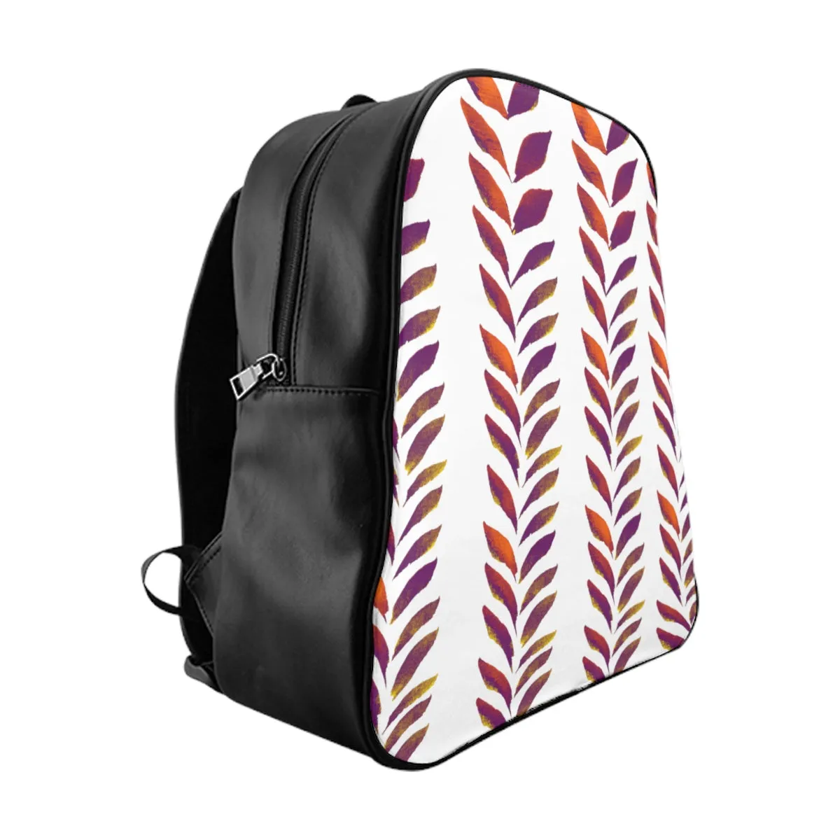 School Backpack Purple Leaves