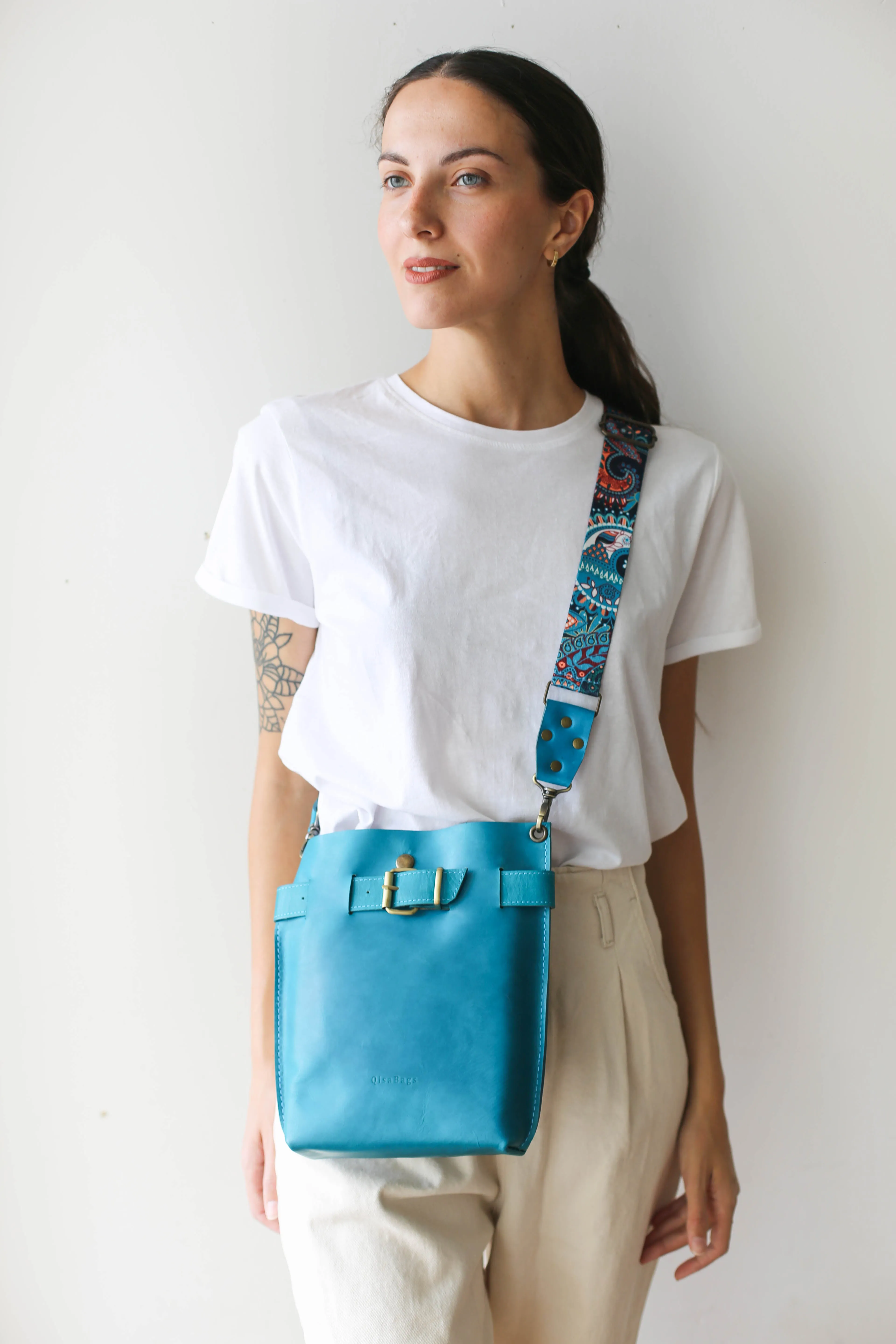 Sky Blue Leather Bag