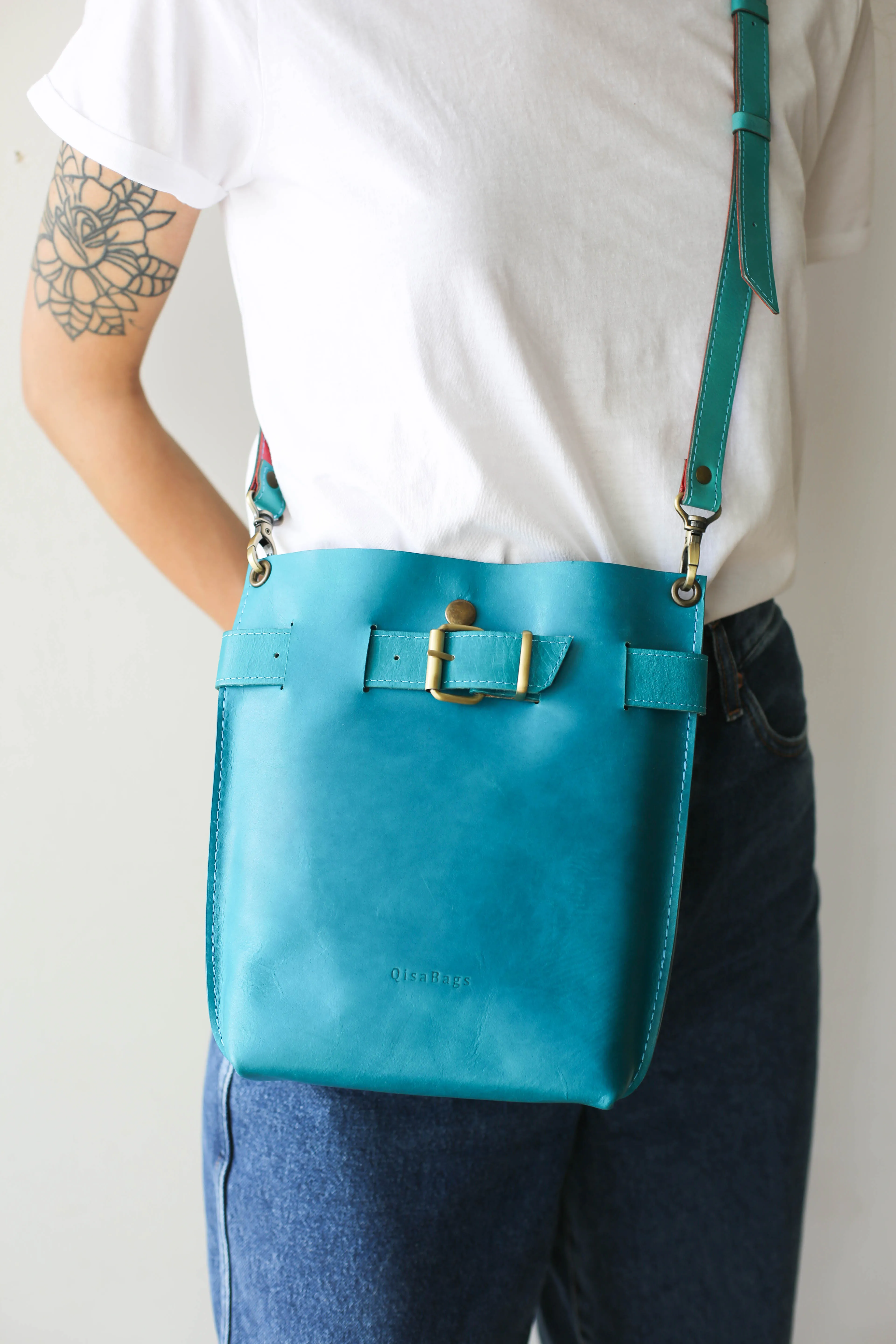 Sky Blue Leather Bag