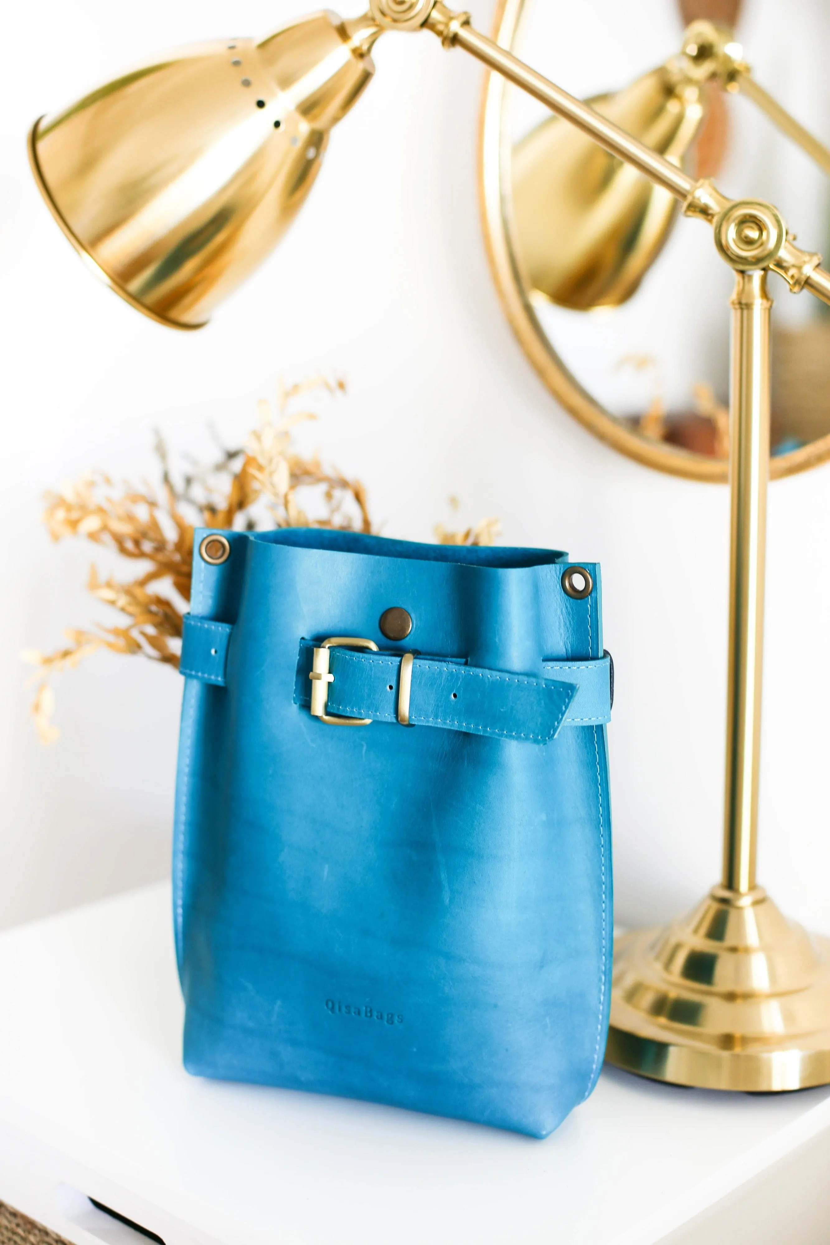 Sky Blue Leather Bag