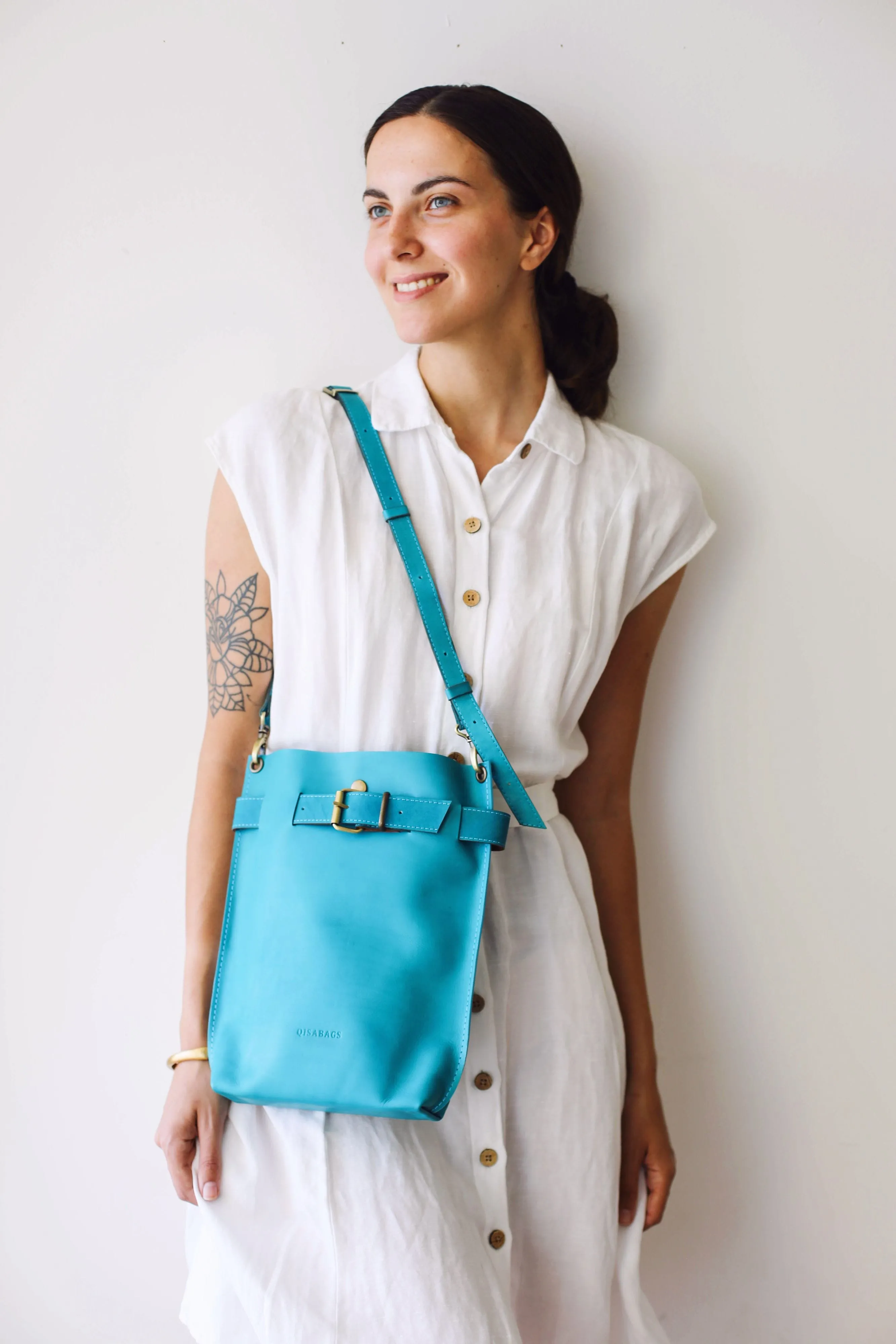 Sky Blue Leather Bag