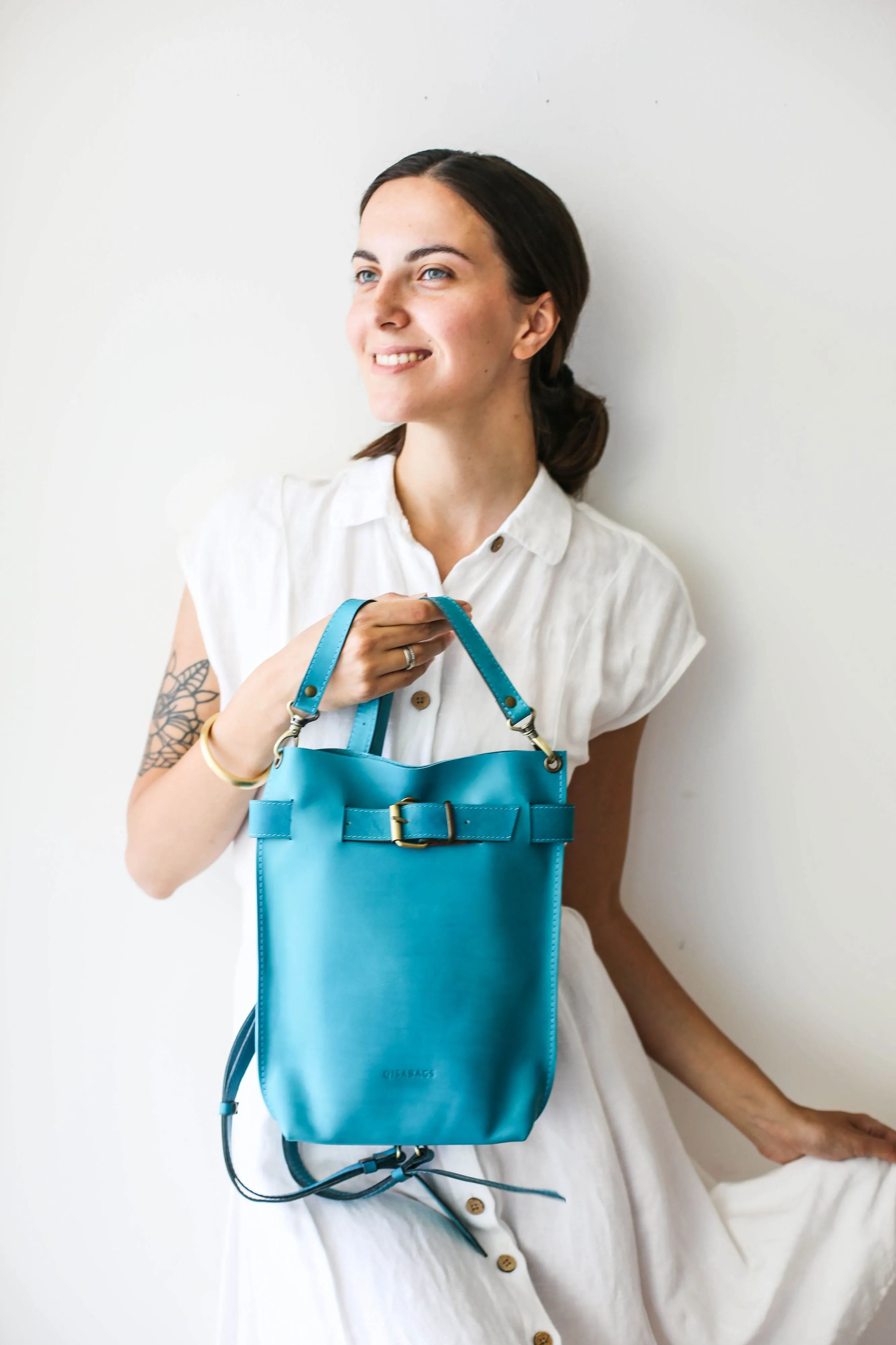 Sky Blue Leather Bag