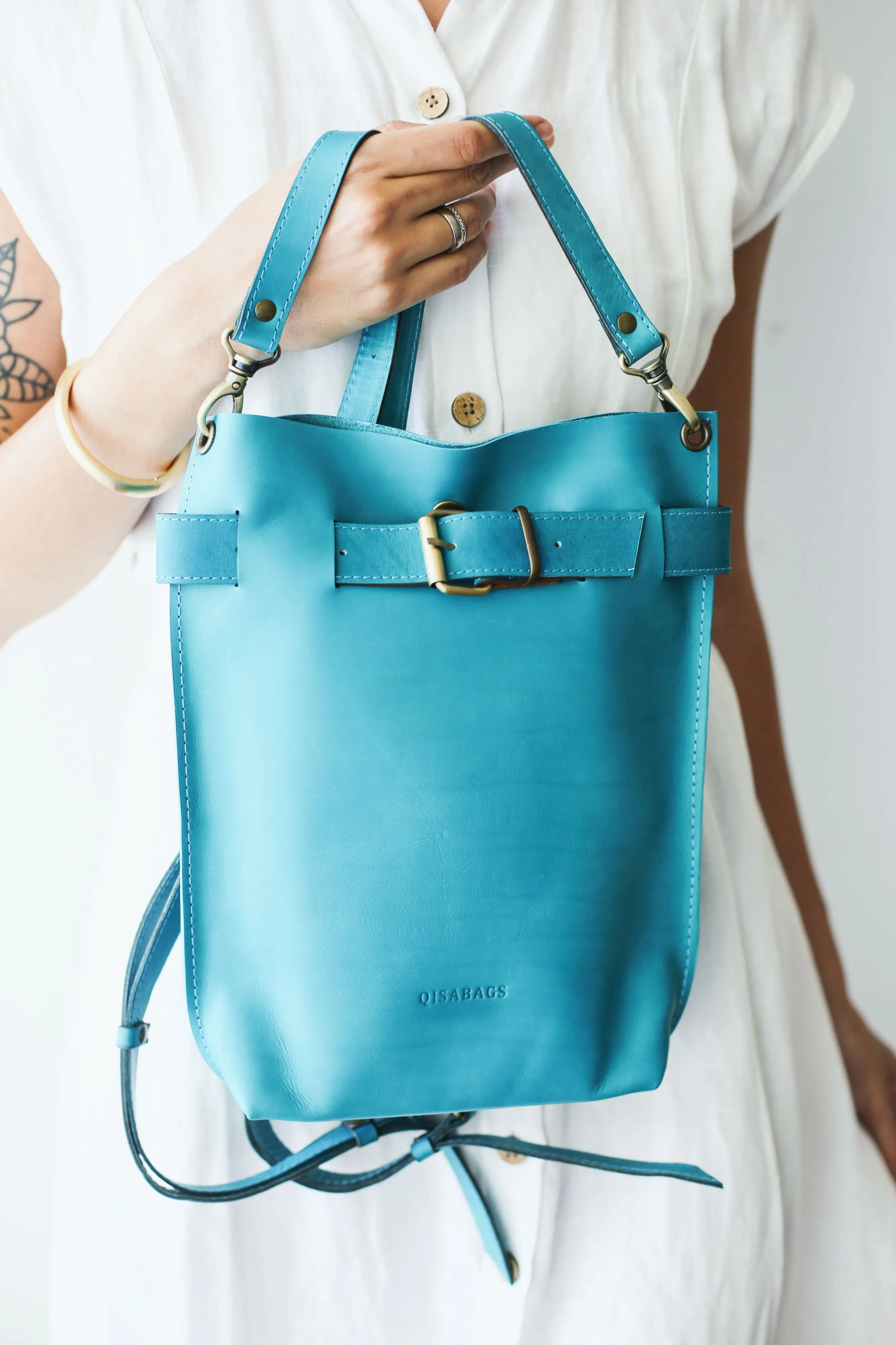 Sky Blue Leather Bag