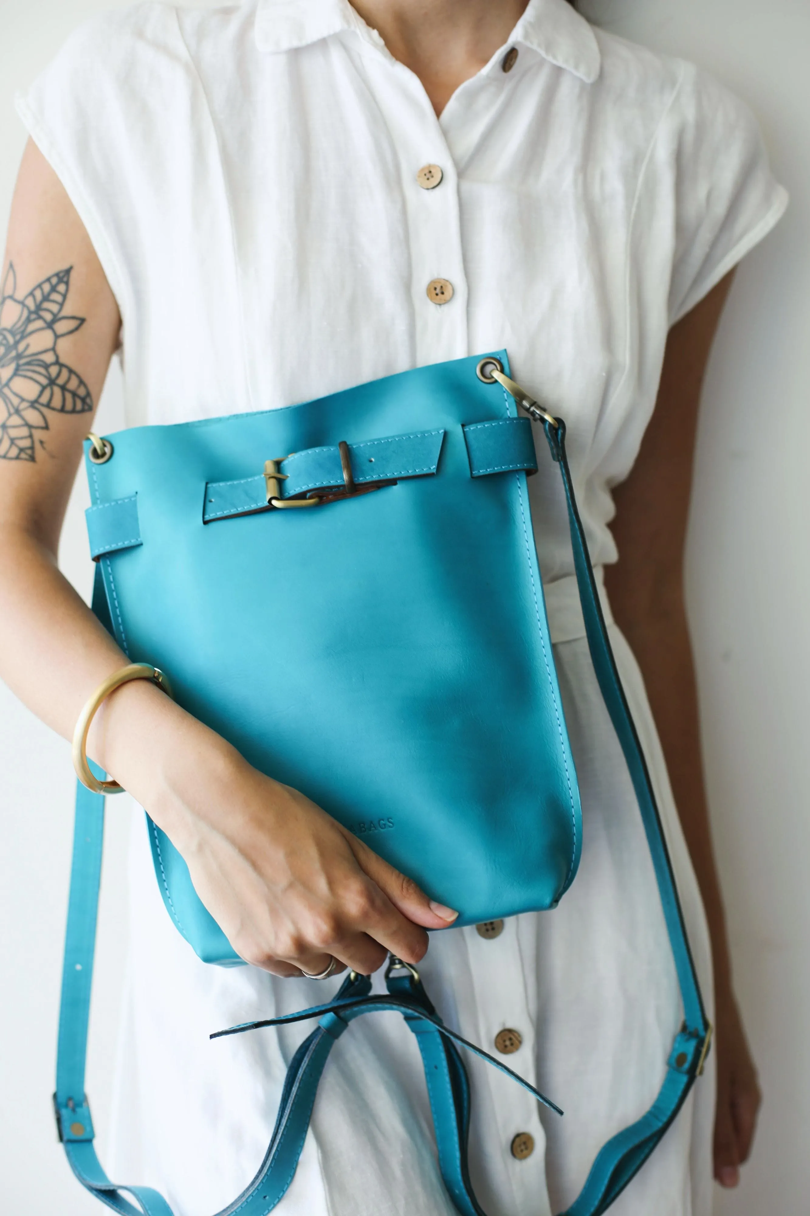 Sky Blue Leather Bag