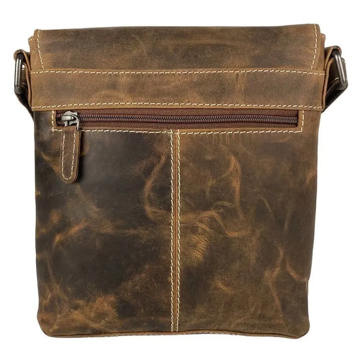 Stephen Men's Buffalo Leather Shoulder Bag With Flap