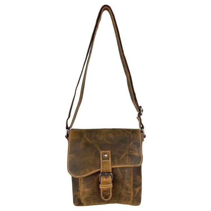 Stephen Men's Buffalo Leather Shoulder Bag With Flap