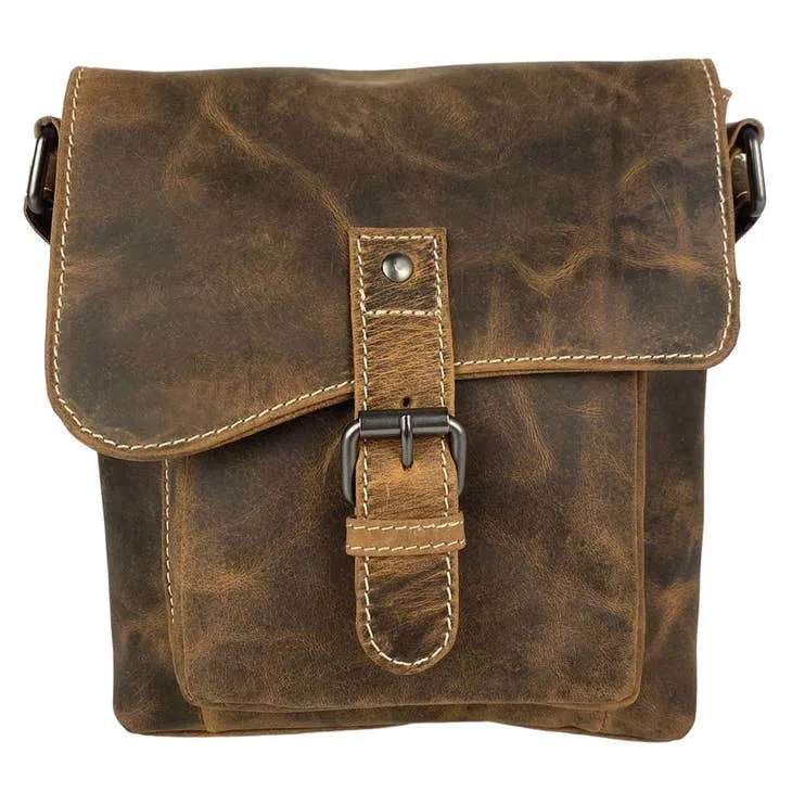 Stephen Men's Buffalo Leather Shoulder Bag With Flap