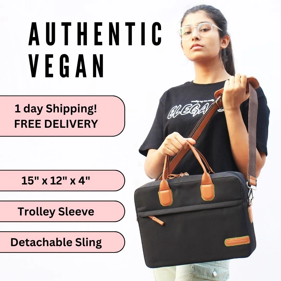 The Everyday All Purpose Laptop Bag BLACK - Authentic Vegan