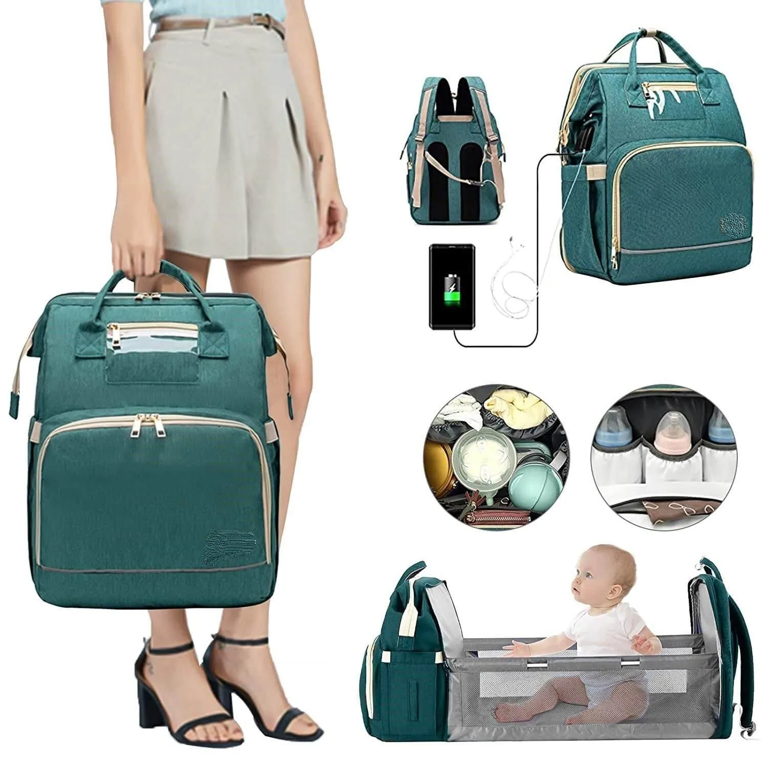 Ultimate Diaper Bag Backpack With Bed Changing Station