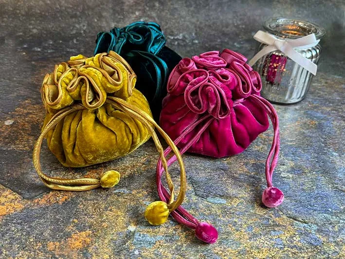 Velvet Jewellery Pouch - Mustard