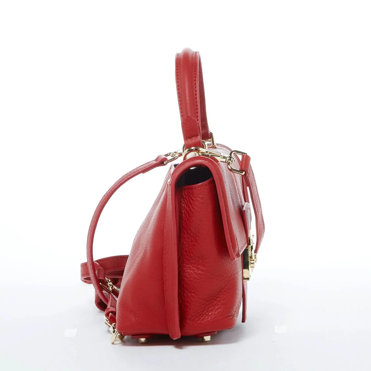 Versatile Red Leather Backpack and Purse Combo