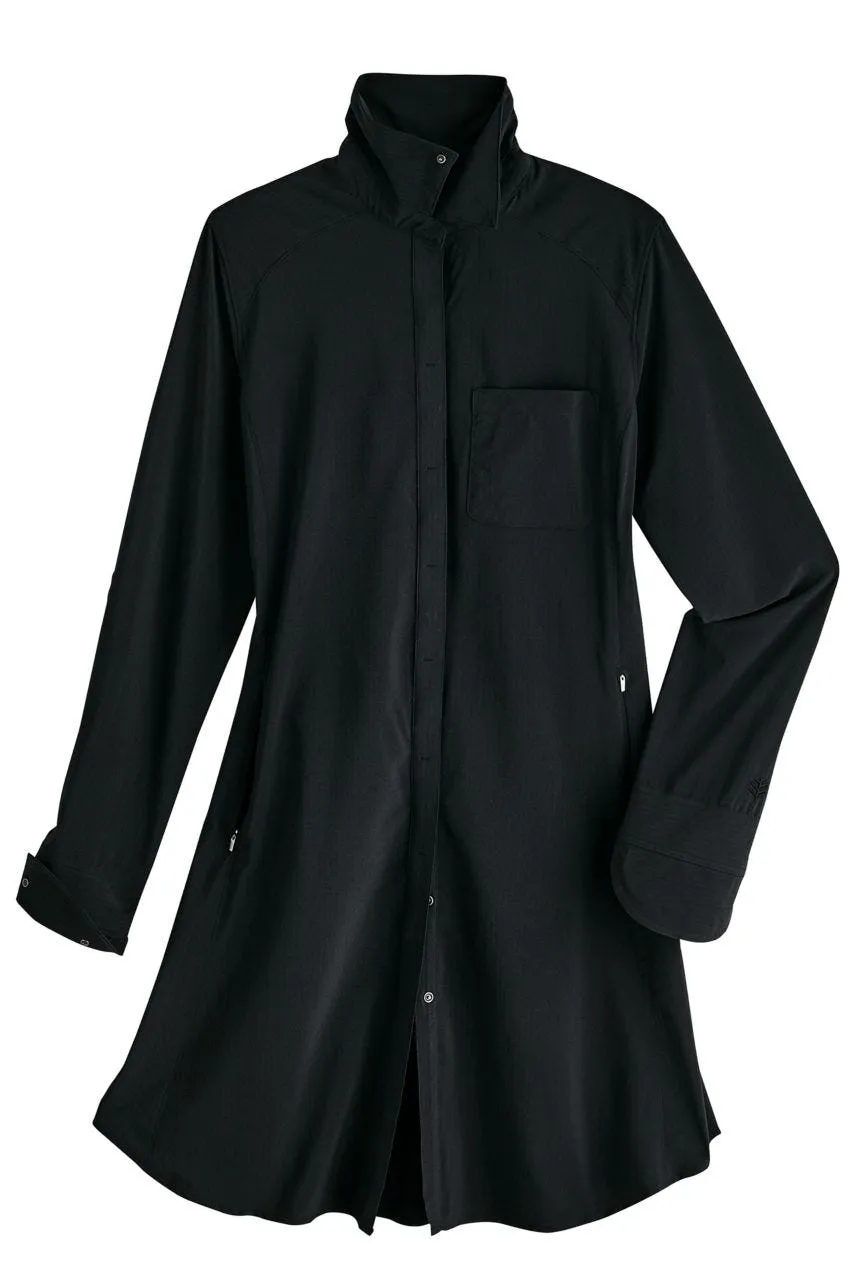 Women's Malta Travel Shirt Dress  |  Black Shadow Stripe