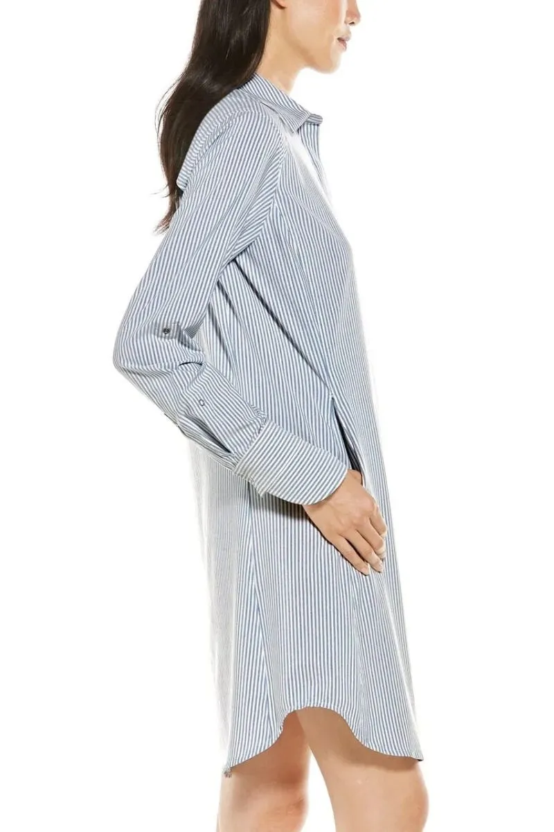 Women's Malta Travel Shirt Dress  |  White/Navy Stripe